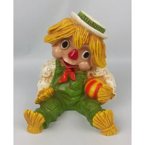 Vintage Boy Scarecrow Hard Plastic Statue Universal Statuary 1978 Overalls
